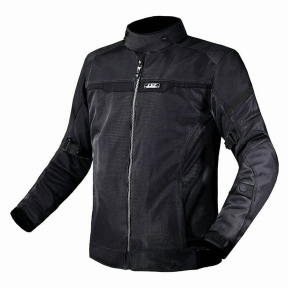 LS2 USA Men's Riva Breathable Mesh Motorcycle Touring Jacket - Solid Black (S)