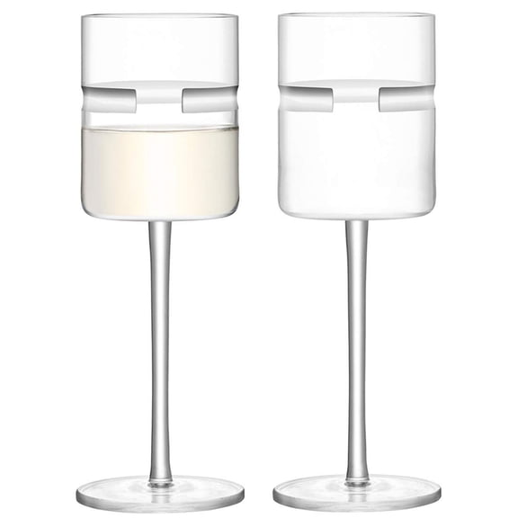 LSA International Horizon, Set of 2 White Wine Glass 8.8 Fl Oz, Clear/Cut, Glass