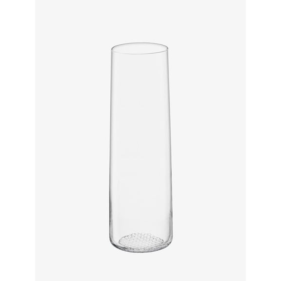 LSA International Market Clear Tall Decorative Vase 14, Luxury Mouth Blown Glass Elegant Flower Holder with Textured Base