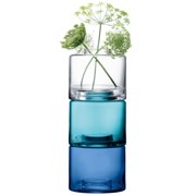 LSA International Stack Vase Trio, H16.25, Clear/Blues X 3, Assorted