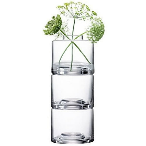 LSA International Stack Vase Trio, H16.25", Clear X 3