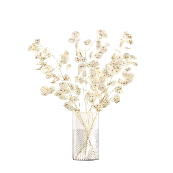 LSA International Wicker Vase 9.75, Luxury Modern Lantern Decorative Glass Flower Holder with Textured Finish