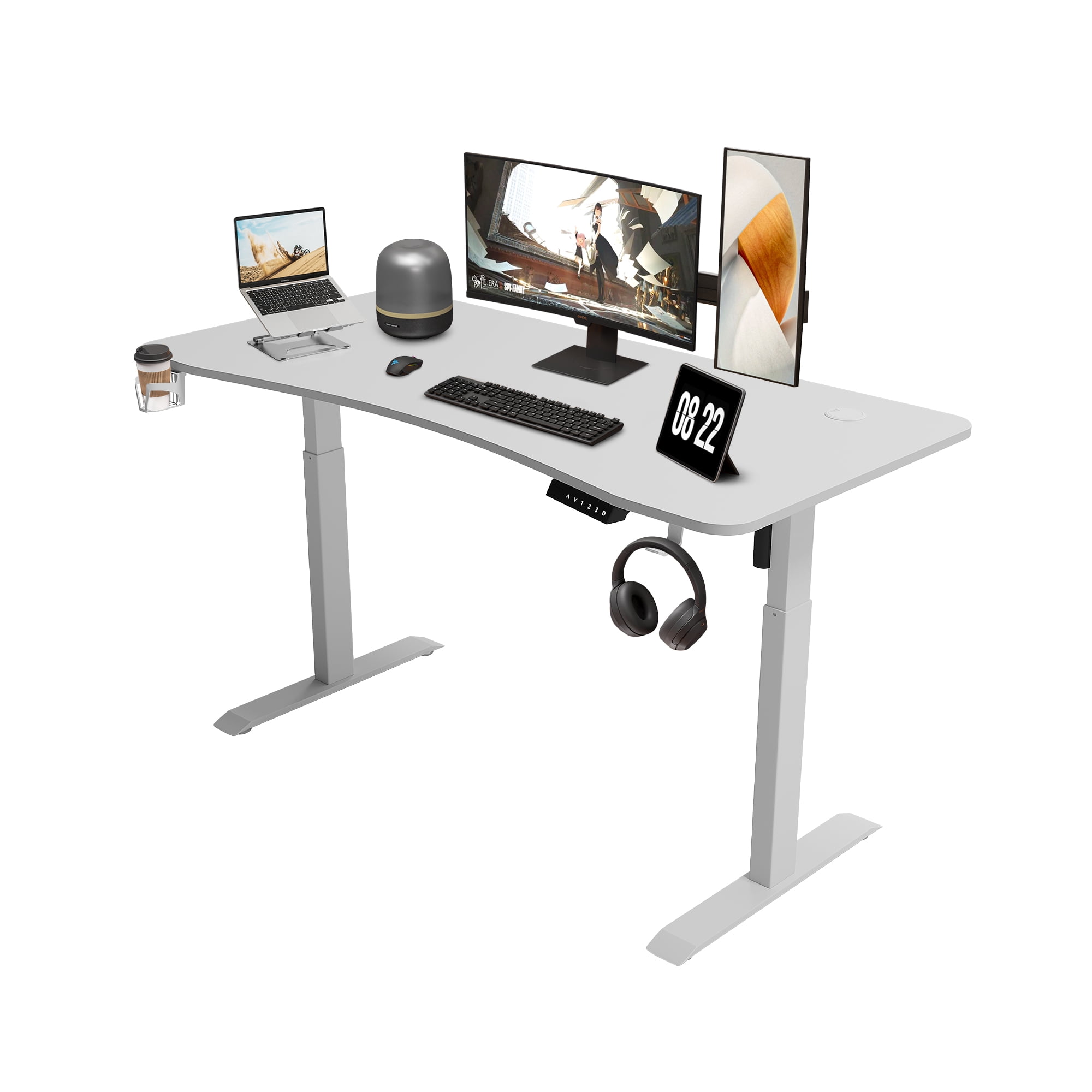 LSAMA Standing Desk, Whole Piece Desktop, with Electric Standing Desk For Adults and Teen, 48 x 24 inches, White