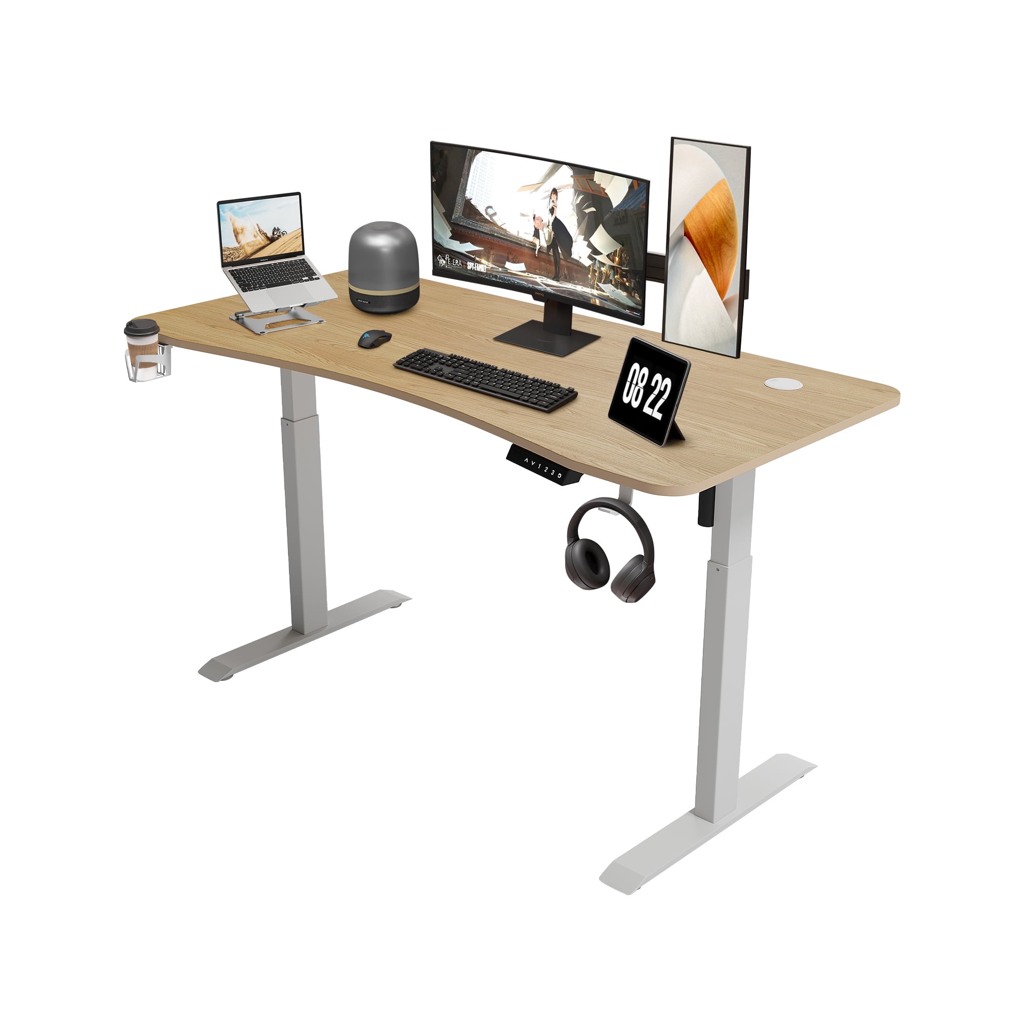 LSAMA Standing Desk, Whole Piece, with Electric Standing Desk, 55 x 24 Inches, Wood Color