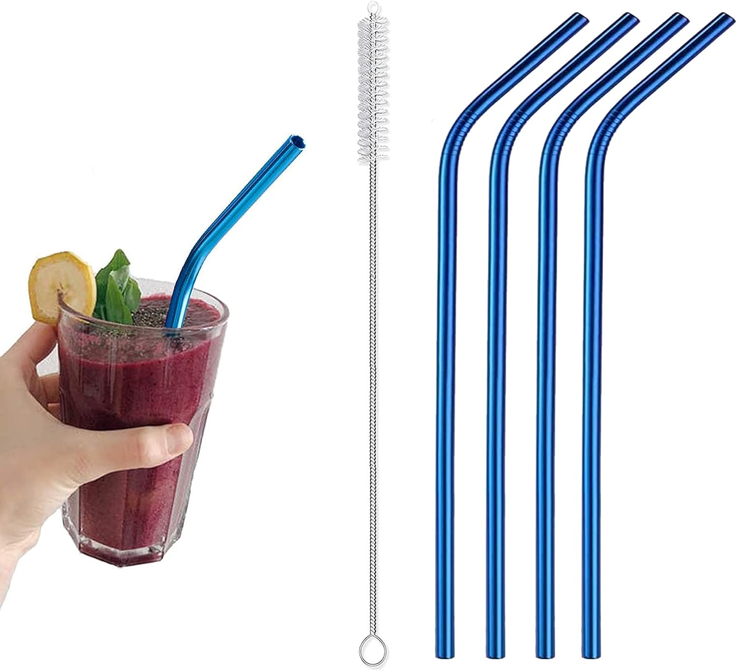 LSC Reusable Metal Straws Drinking Stainless Steel Straw with Cleaner