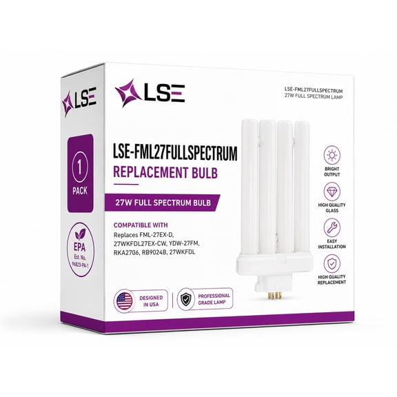 LSE Lighting 27W T4 GX10q-4 6500K Quad Tube FML Series Htype