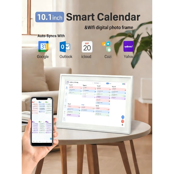 LSFA 10.1 Inch Digital Calendar Chore Chart HD Wi-Fi Digital Photo Frame