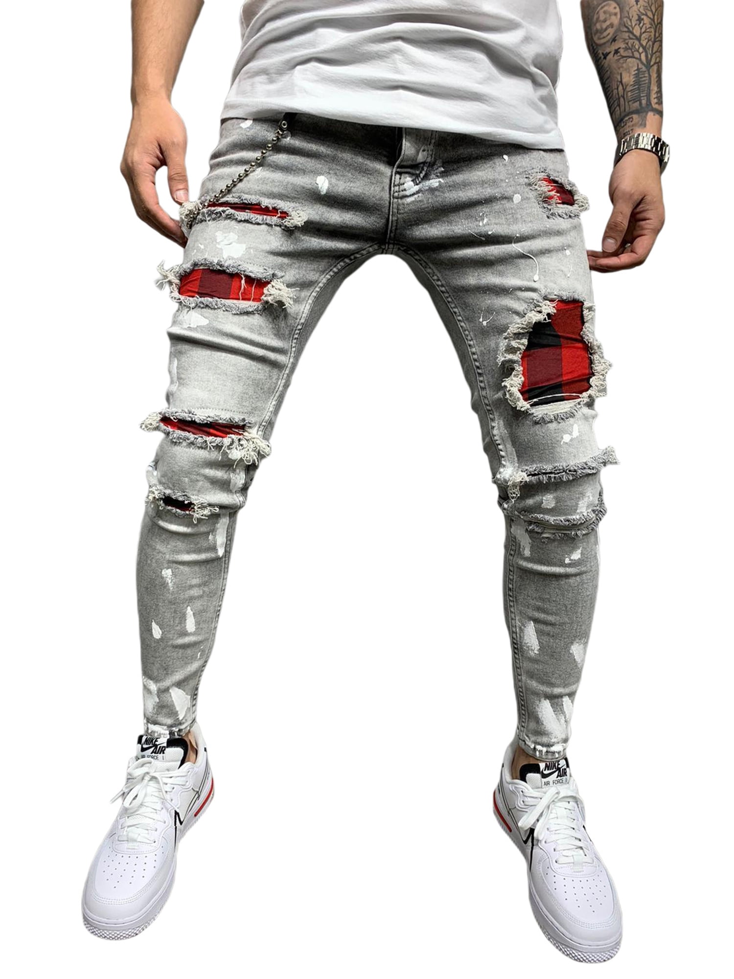 Men's Multi Pocket Tapered Pants Casual Street Style Jeans - Temu