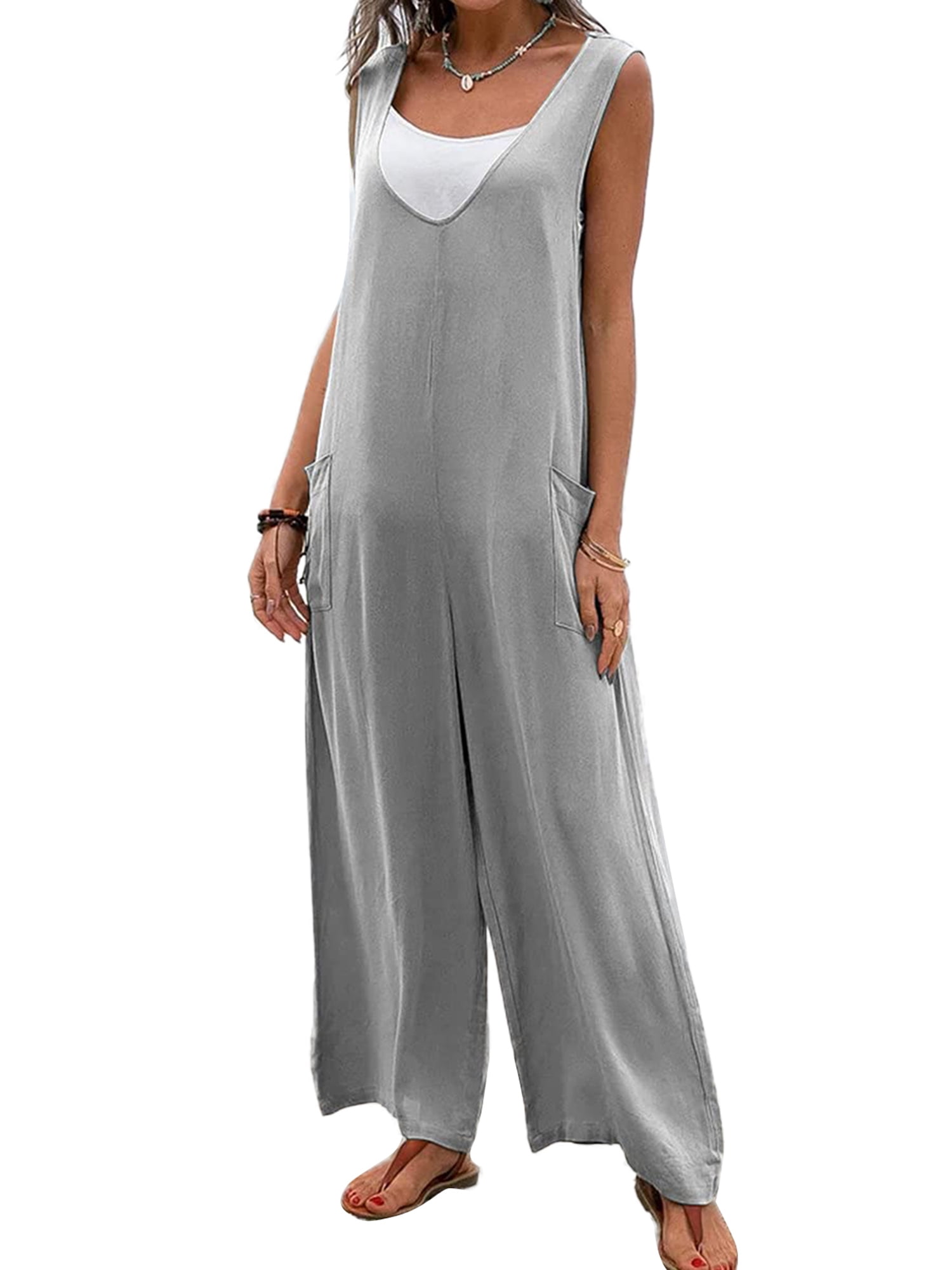 Casual Bohemian Solid Solid Color U Neck Loose Jumpsuits Casual Bohemian Solid Solid Color U Neck Loose Jumpsuits