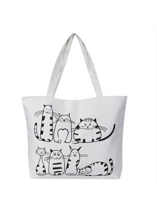 Scratchy Kitty Cat Canvas Tote Bag, Hand screen-printed Tote Bag