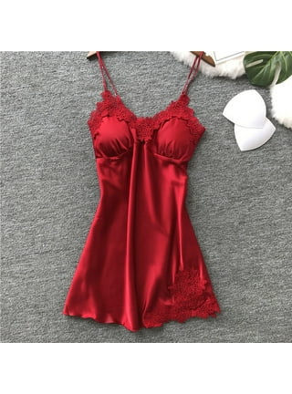 LSFYSZD Women Sexy-Lingerie Sleepwear, Satin Silk Babydoll Lace Nightwear,  Sexy Pajamas Set