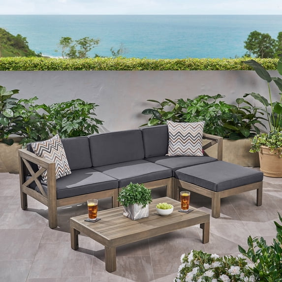 LSHAPE SOFA SET, DARK GREY