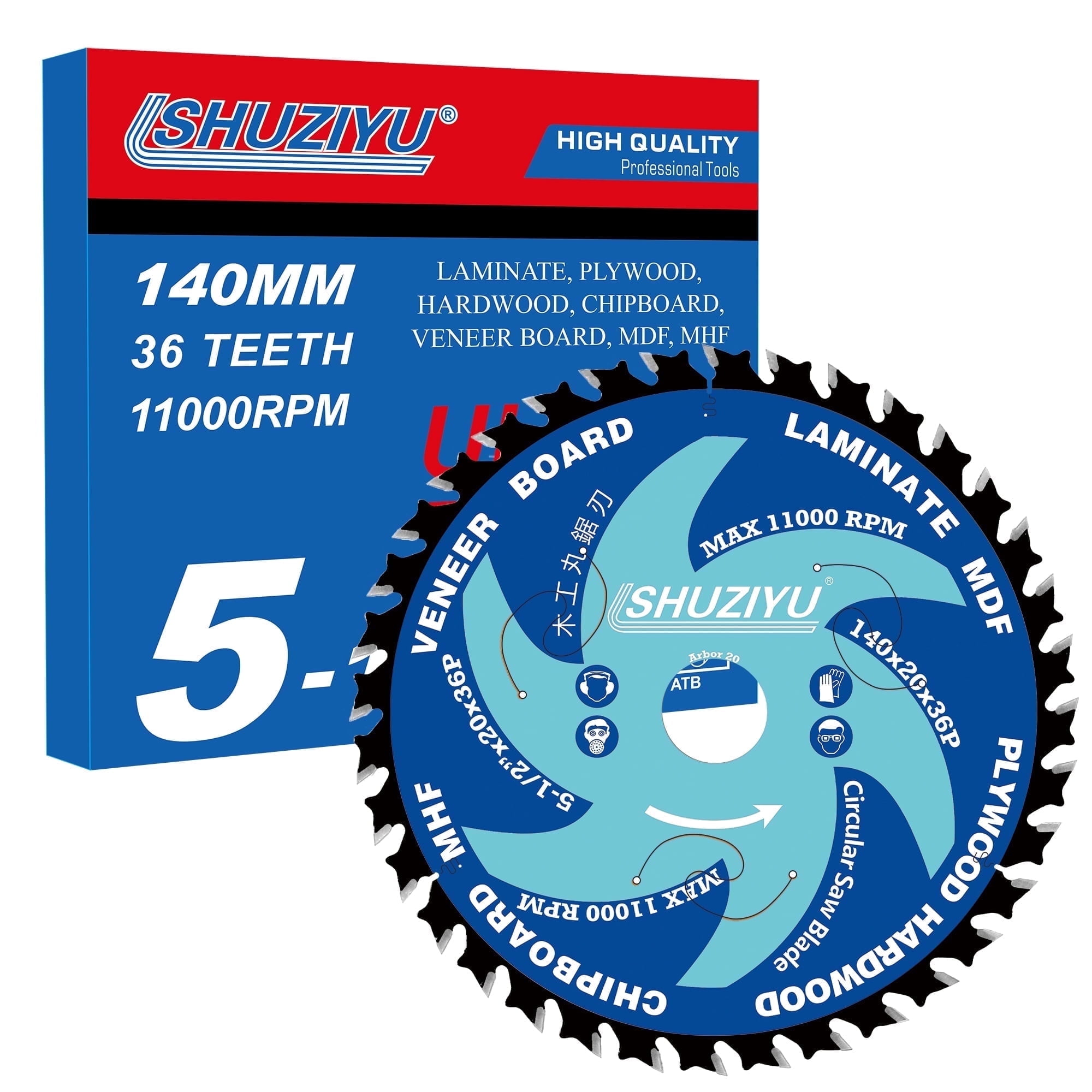 LSHUZIYU 5-1/2 Inch Circular Saw Blade - 36T Thin Kerf Blade For Wood & Plywood Cutting