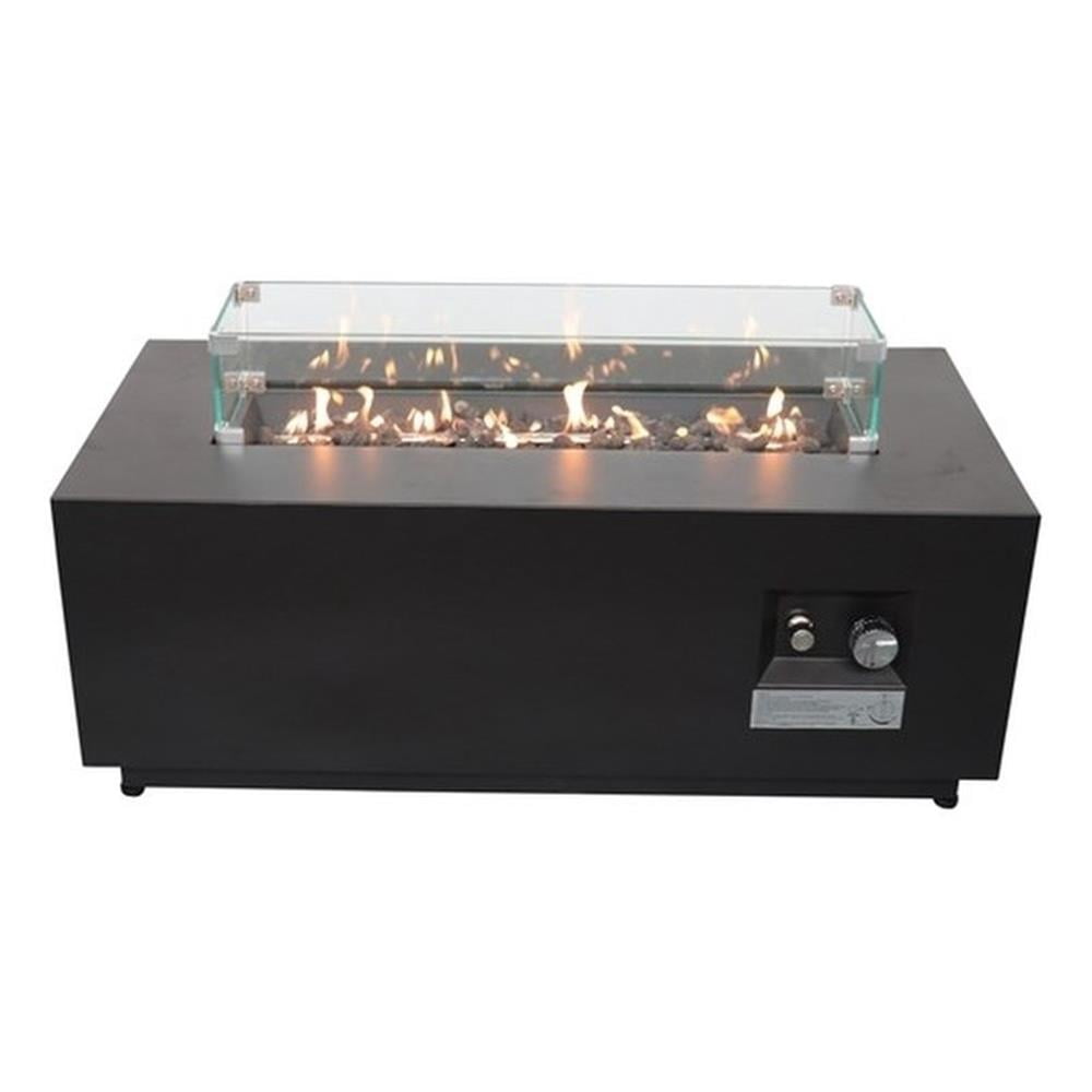 LSI 16'' H x 42'' W Steel Outdoor Fire Pit Table with Lid