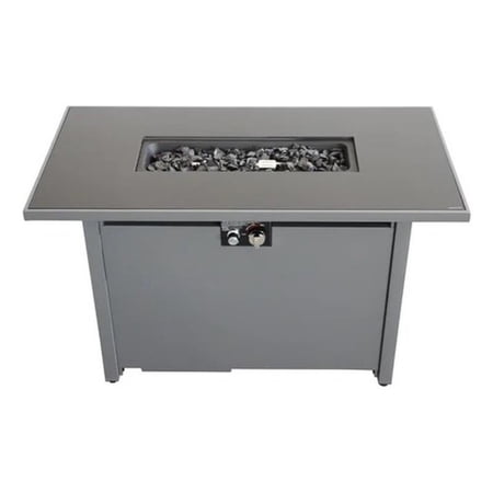 LSI 25'' H x 42'' W Steel Outdoor Fire Pit Table with Lid