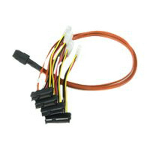 LSI CBL-SAS8087OCF-06M 3ware Forward SAS Breakout Cable with Drive Power Connectors - SFF-8087 - SFF-8482 - 1.97ft