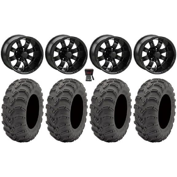 LSI Casino 10" Golf Wheels Black 24x11-10 Mud Lite AT Tires E-Z-GO & Club Car