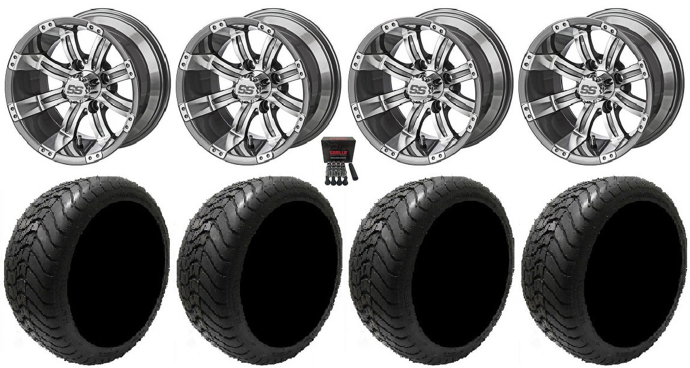 LSI Casino 14" Gunmetal Golf Wheels 225x30-14 Mamba Tires E-Z-GO & Club Car
