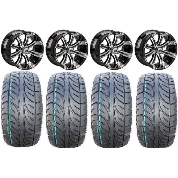 LSI Casino 14" Machined Golf Wheels 205x30-14 Fusion ST Tires E-Z-GO & Club Car