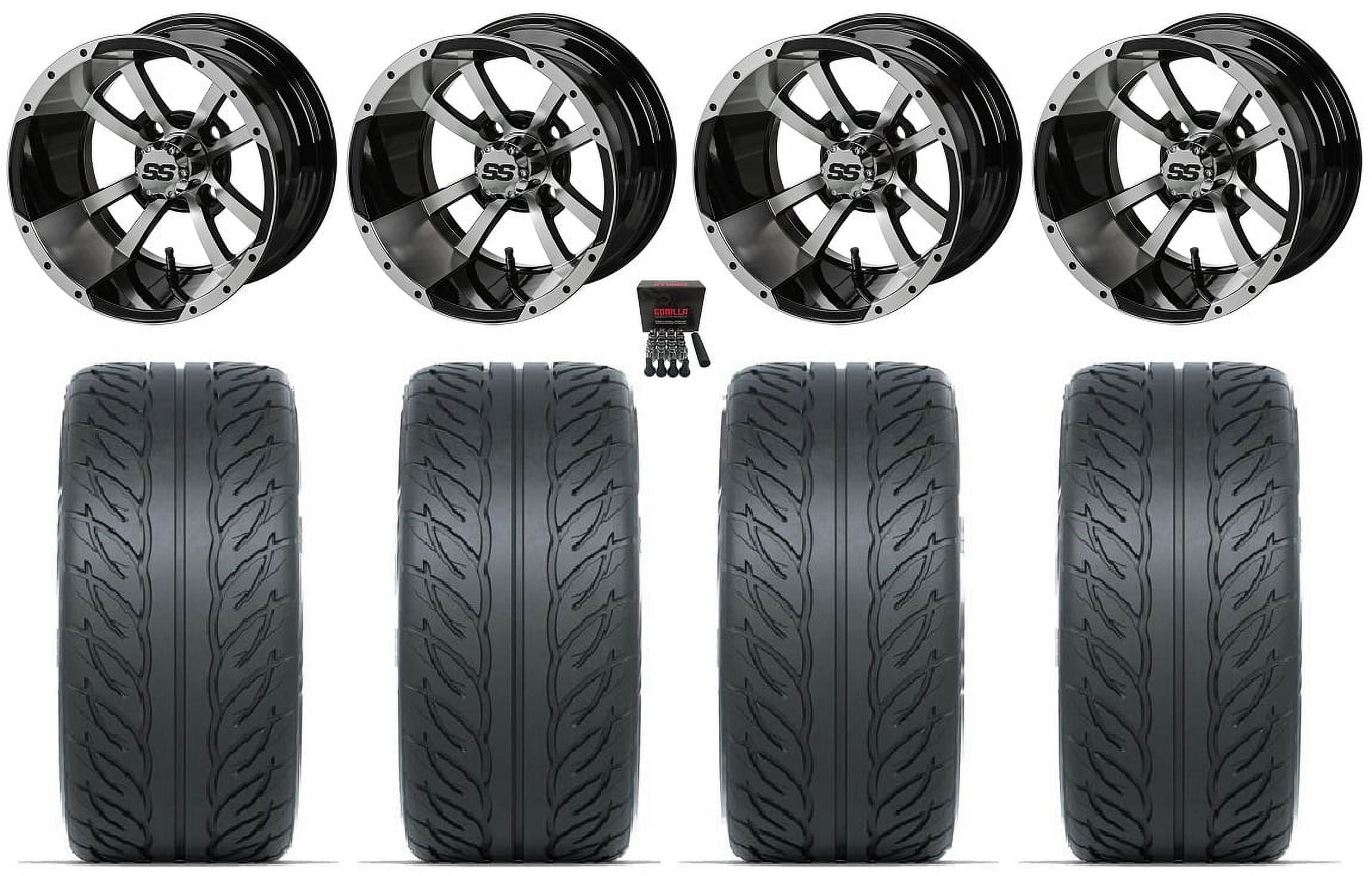 LSI Maltese Cross 15" Golf Wheels Mh Fusion GTR 215x40-15 Tires E-Z-GO & ClubCar