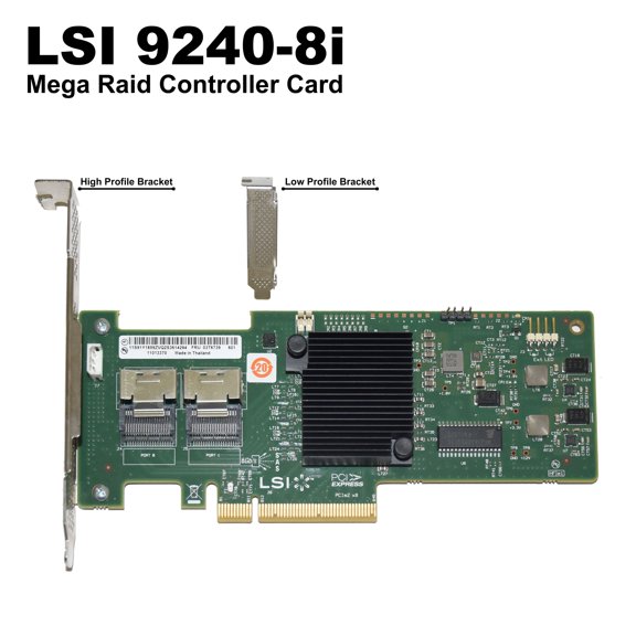 LSI MegaRAID SAS 6Gbps 8-Port PCIe 2.0 SATA/SAS RAID Controller Card | 9240-8i - New