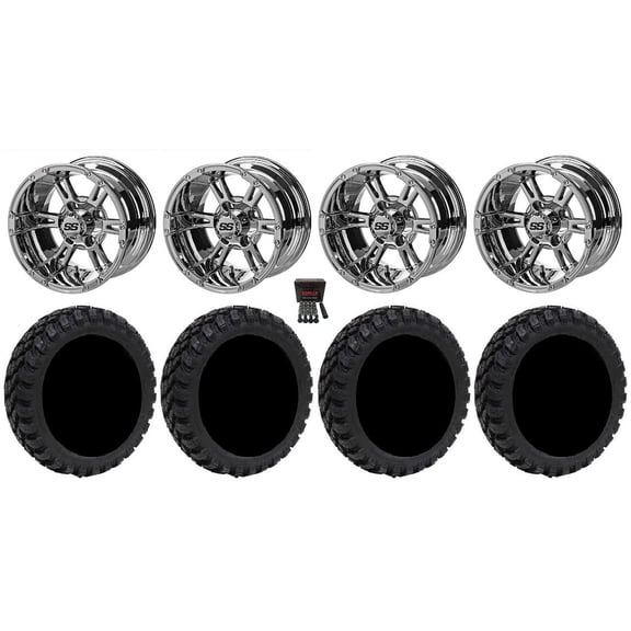 LSI Raptor 12" Golf Cart Wheels Mirror 20" Nomad Tires Yamaha