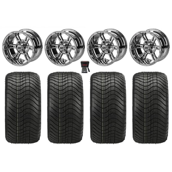 LSI Raptor 12" Golf Cart Wheels Mirror Elite 23x10-12 Tires Yamaha