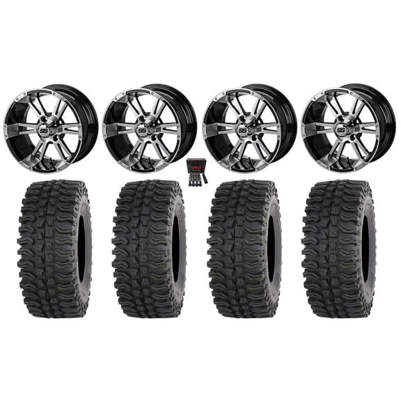 LSI Raptor 14" Golf Wheels Bk/Machined 23" BDC Tires E-Z-GO & Club Car