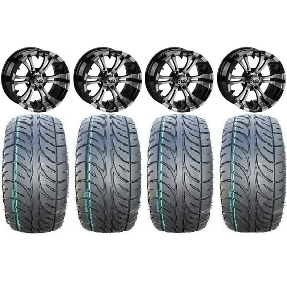LSI Warlock 12" Black Golf Wheels 23x9.5-12 Fusion ST Tires E-Z-GO & Club Car