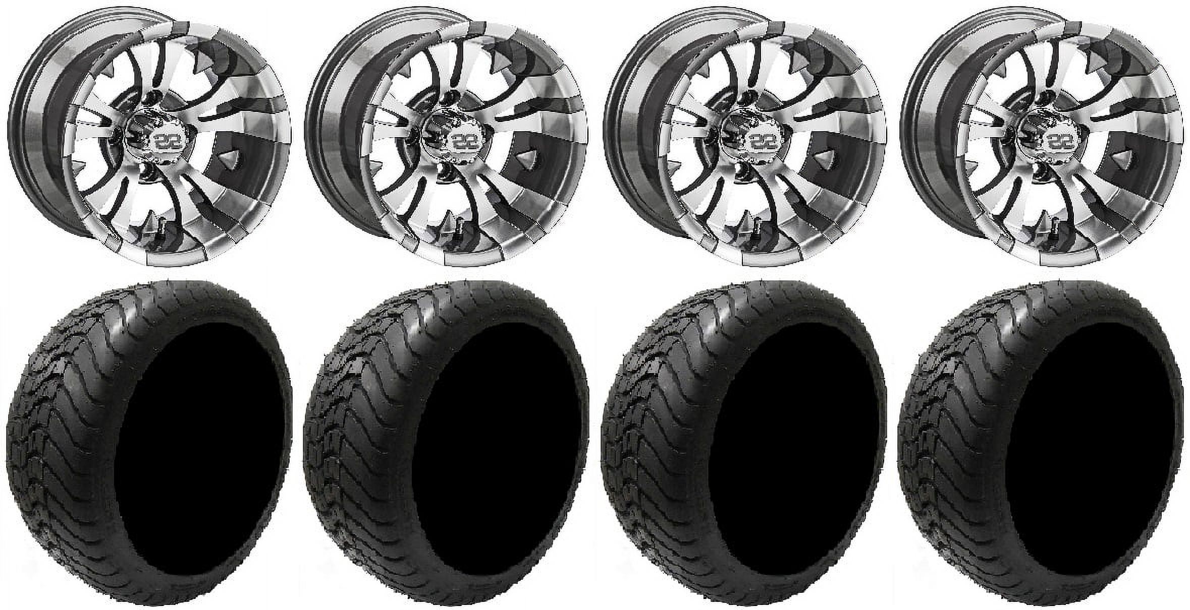 LSI Warlock 14" Gunmetal Golf Wheels 225x30-14 Mamba Tires E-Z-GO & Club Car