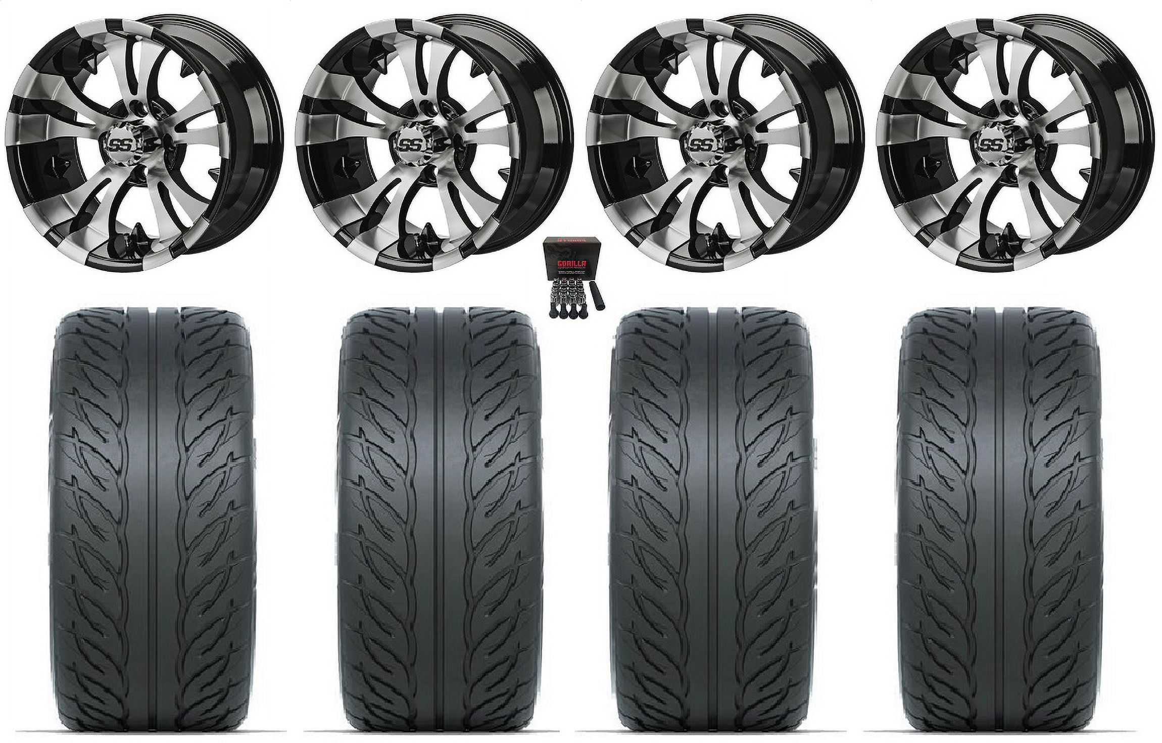 LSI Warlock 15" Golf Wheels Mh Fusion GTR 215x40-15 Tires E-Z-GO & Club Car