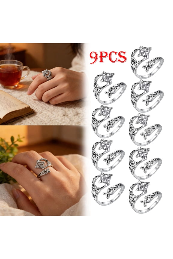 9PCS Fashion Adult Unisex Rings Creative Knot Ring Open Middle Finger Thumb Rings For Witch Knot Irish Jewelry