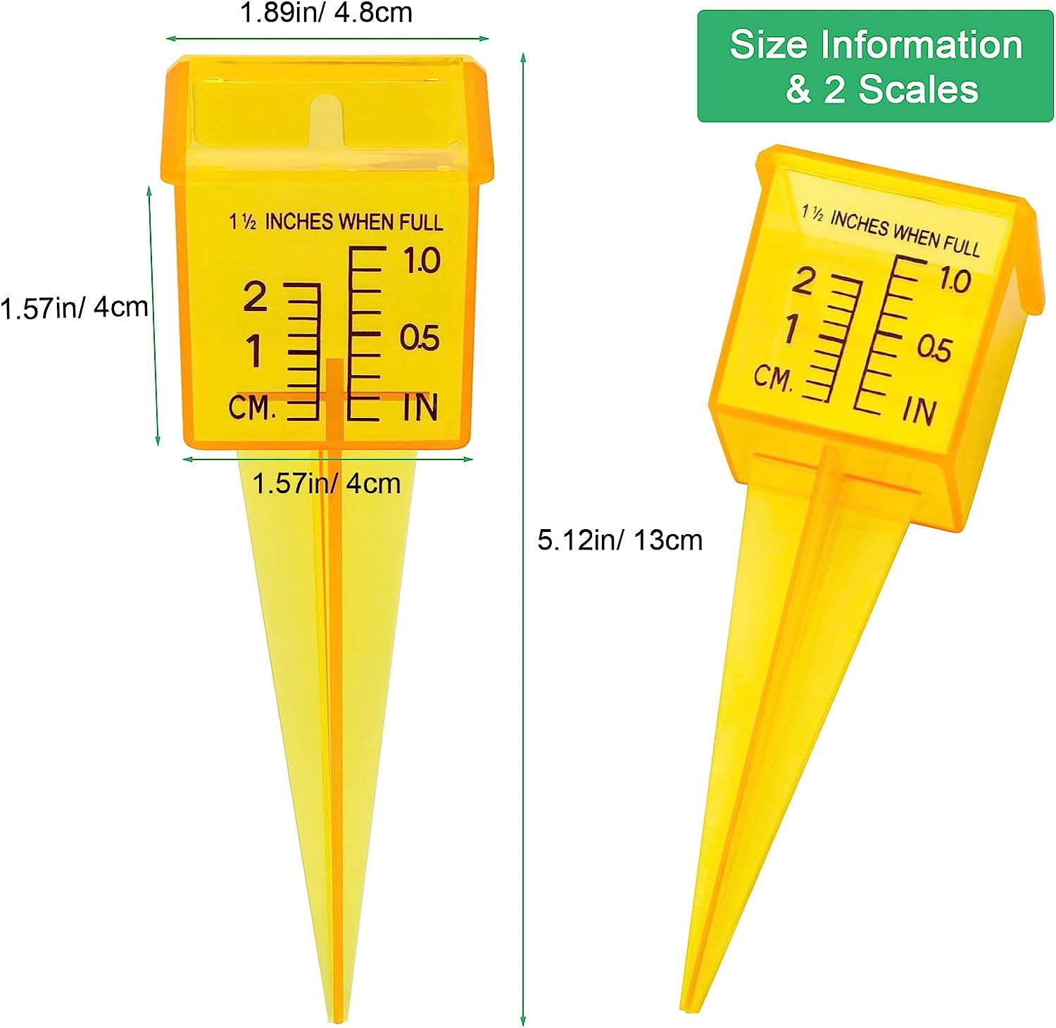 LSKJGA-10PCS Rain Gauges, 1.5" Sprinkler Rain Gauge for Lawn with Wide Mouth, Transparent Outdoor Water Measuring Tool for Accurate (10, Yellow)