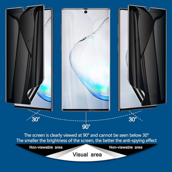 LSKJGA-2 Pack for Samsung Note 10 Privacy Screen Protector, Anti-Spy Flexible Film Full Adhesive Screen Protector for Galaxy Note 10 6.3" [Not for Note 10 Plus] [Support Fingerprint ID] - Black