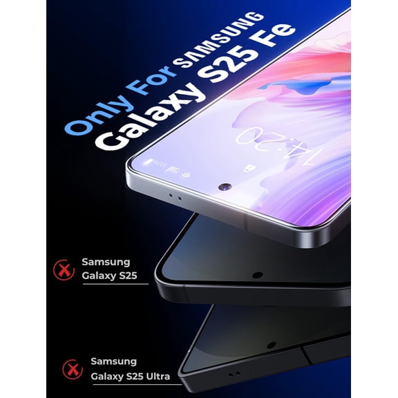LSKJGA-2 Pack for Samsung Galaxy S25 fe 6.7 inch Tempered Glass Screen Protector, Auto Dust-Elimination, Bubble Free, HD Clear, Easy Installation