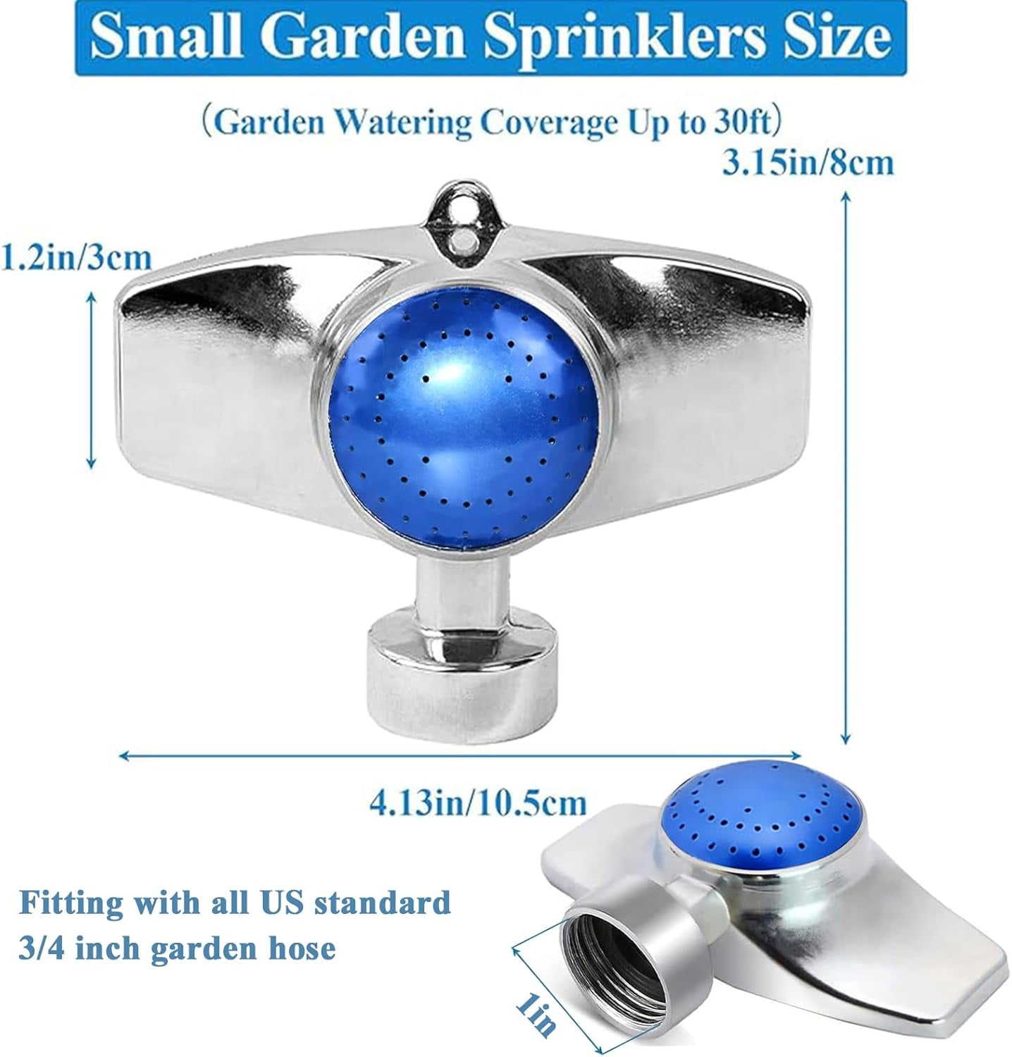 LSKJGA-360 Degree Metal Spot Sprinkler,Small Sprinkler Garden for Small Areas Lawn Sprinklers for Yard Circle Pattern with Gentle Water Flow Garden Watering (2, Blue)