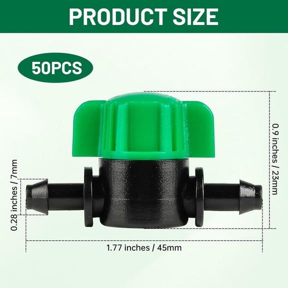 LSKJGA-50 Pack 1/4 Inch Drip Irrigation Shut Off Valves, Barbed Valves Fittings for 1/4 Inch Drip Irrigation Tubing, Anti-Drop Drip Line Water Flow Control Valve Parts for Drip Garden System
