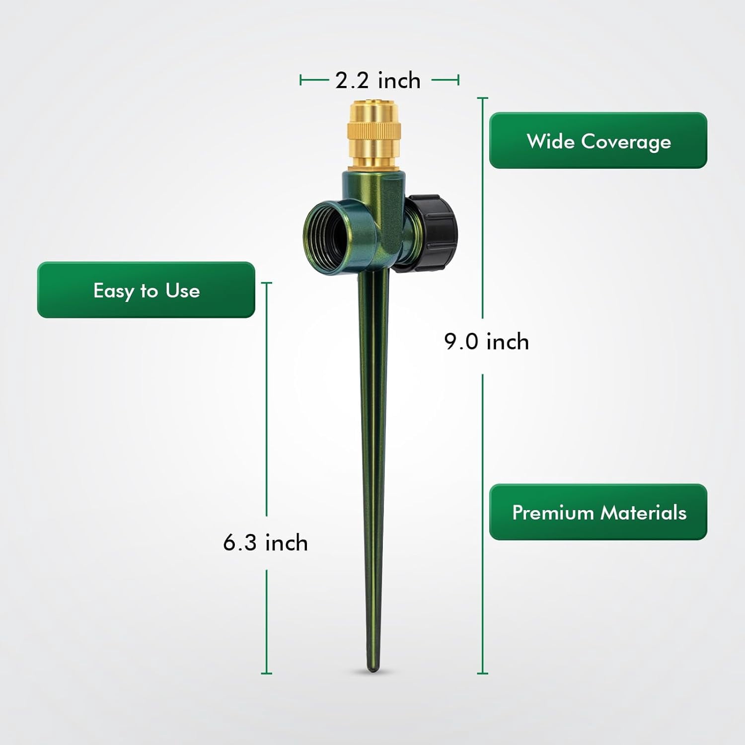 LSKJGA-RESTMO 2 Pack Heavy-Duty Full-Metal Lawn Sprinkler for Yard with Durable Brass Nozzle, Premium Spike Base, 360° Large Area Coverage Lawn Sprinkler for Patio and Garden Irrigation