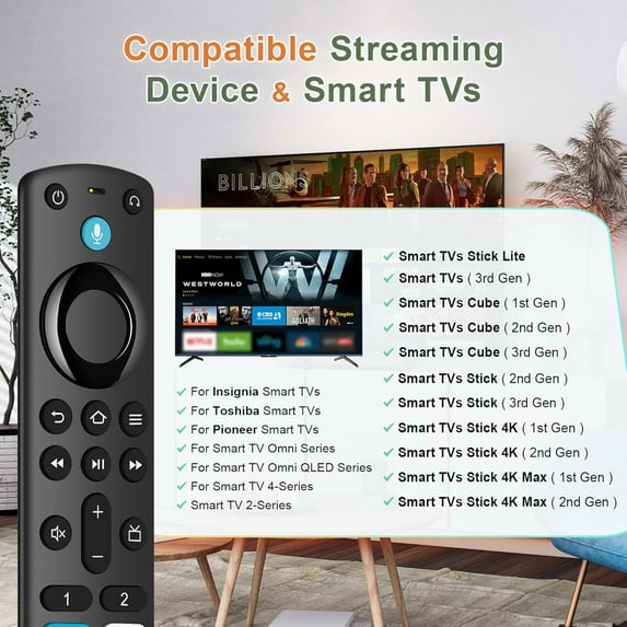 LSKJGA-Replacement Remote Control Compatible with Fire Smart TV Stick & TVs Cube, for Insignia TV FireStick Remote (2nd Gen/3rd Gen/4K/Lite/4K Max) with Voice Control