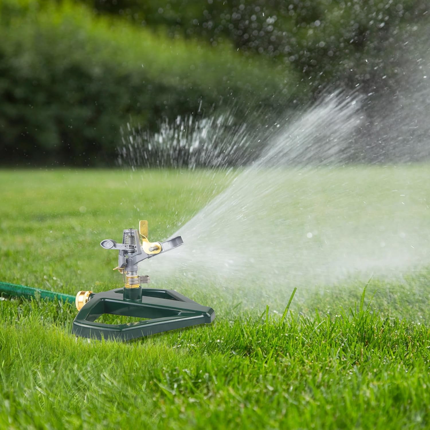LSKJGA-Sprinklers for Yard with Metal Base, Heavy Duty Sprinklers 360 Degree Rotating, Adjustable Zinc Alloy Sprinkler for Yard, Garden, Lawn and Large Areas