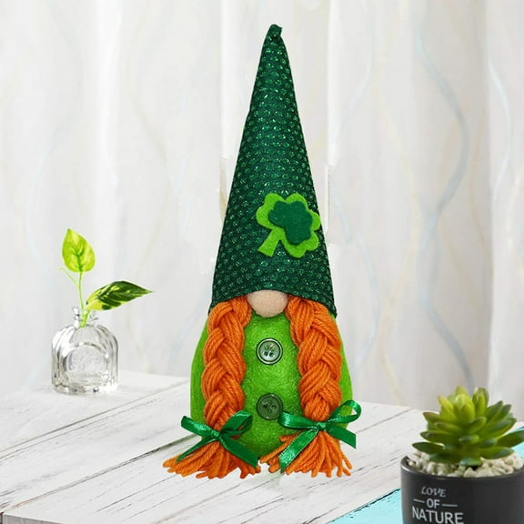 LSLJS 10" St Patricks Day Gnome Ornaments, Green Gnome Plush Plaid Doll Pendant, Swedish Irish Gnome Gifts for Kids, Women, Men, Shelf Decor Home Decor St. Patrick's Day Holiday Decorations