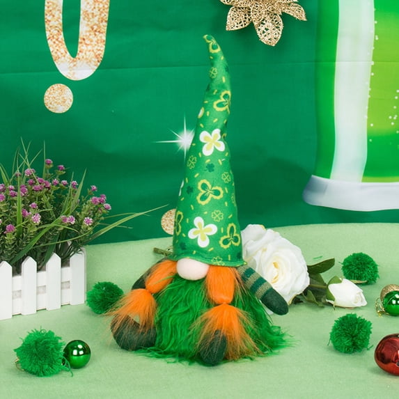 LSLJS 13" St Patricks Day Gnome Ornaments, Green Gnome Plush Plaid Doll Pendant, Swedish Irish Gnome Gifts for Kids, Women, Men, Shelf Decor Home Decor St. Patrick's Day Holiday Decorations