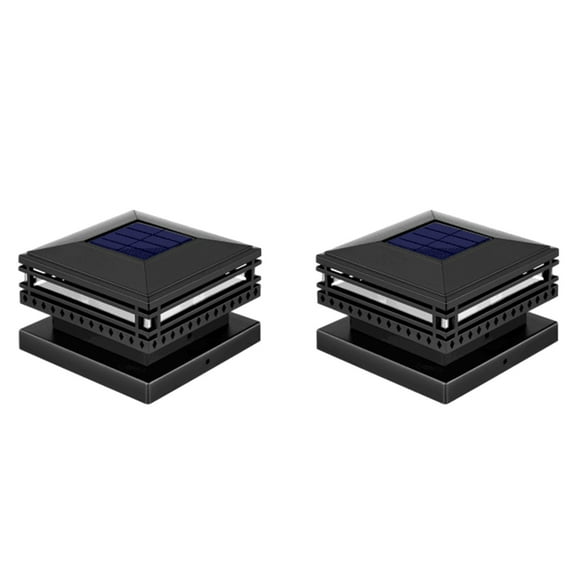 LSLJS 2 Packs Solar Post Cap Lights Outdoor, Solar Powered Waterproof Fence Post Cap Lights High Brightness Warm White LED Lights Fit 3.5x3.5, 4x4 or 5x5 inch for Wood/Vinyl Posts Garden Patio Porch