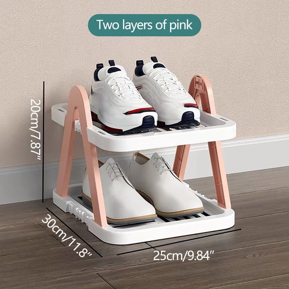 LSLJS 2 Tiers Vertical Shoes Rack, Free Standing Shoe Storage Organizer Stackable Shoe Tower Shelf for Space Saving, Adjustable Height Shoes Cabinet Multifunctional Storage Shelf for Bathroom Kitchen