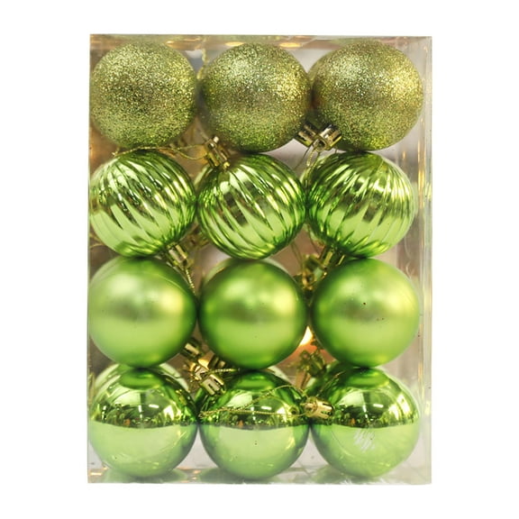 LSLJS 24 Pcs Christmas Tree Ball Ornaments for Xmas Tree - 2" Shatterproof Sparkly Christmas Hanging Ball Multi-style Glitter Bauble Sphere Pendants Christmas Decorations for Party (Green)