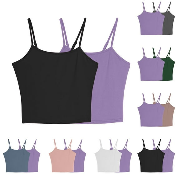 LSLJS 2PACK Camisole Tops for Women Sleeveless Spaghetti Strap Tank Top Casual Soft Solid Color Camisoles, Gifts for Women