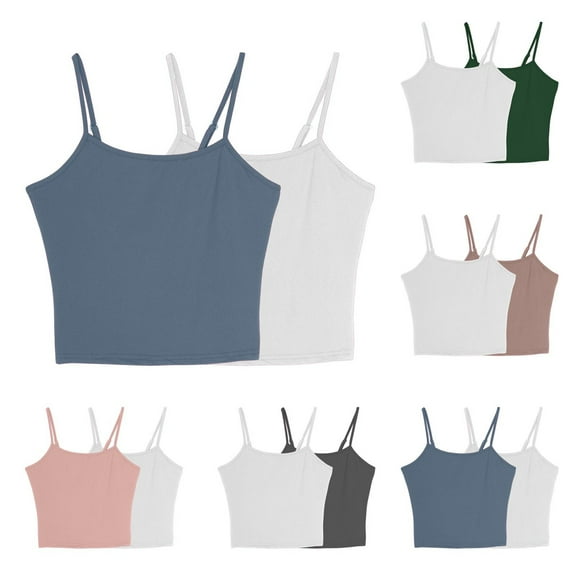 LSLJS 2PACK Camisole Tops for Women Sleeveless Spaghetti Strap Tank Top Casual Soft Solid Color Camisoles, Gifts for Women