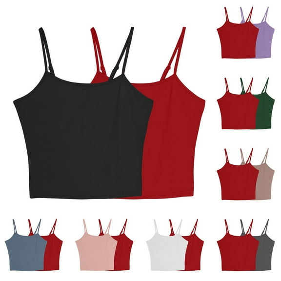LSLJS 2PACK Camisole Tops for Women Sleeveless Spaghetti Strap Tank Top Casual Soft Solid Color Camisoles, Gifts for Women