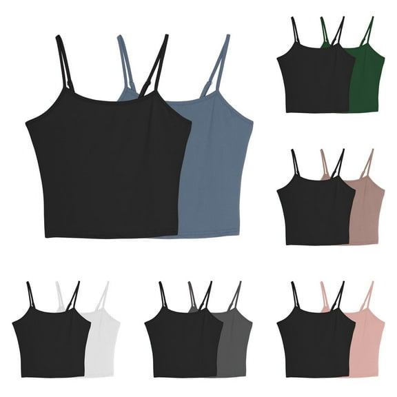LSLJS 2PACK Camisole Tops for Women Sleeveless Spaghetti Strap Tank Top Casual Soft Solid Color Camisoles, Gifts for Women