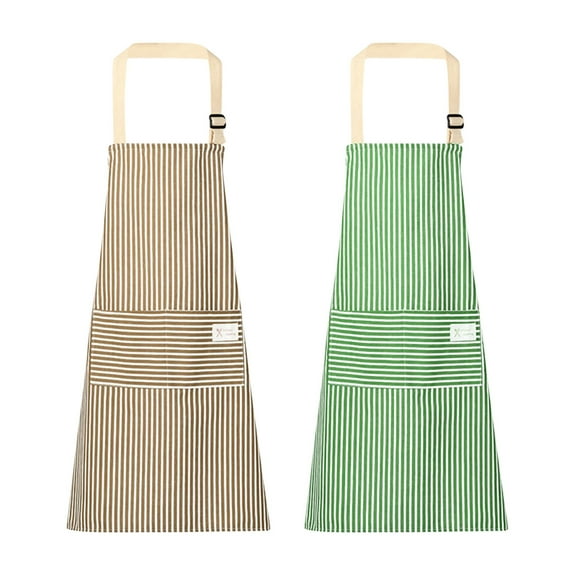LSLJS 2PCS Strip Aprons for Women with Pockets, Waterproof Aprons for Cooking, Cotton Linen Sleeveless Smock, Adult Kitchen Apron for Cooking, Baking, Grilling, Working, Gifts for Mom, on Clearance